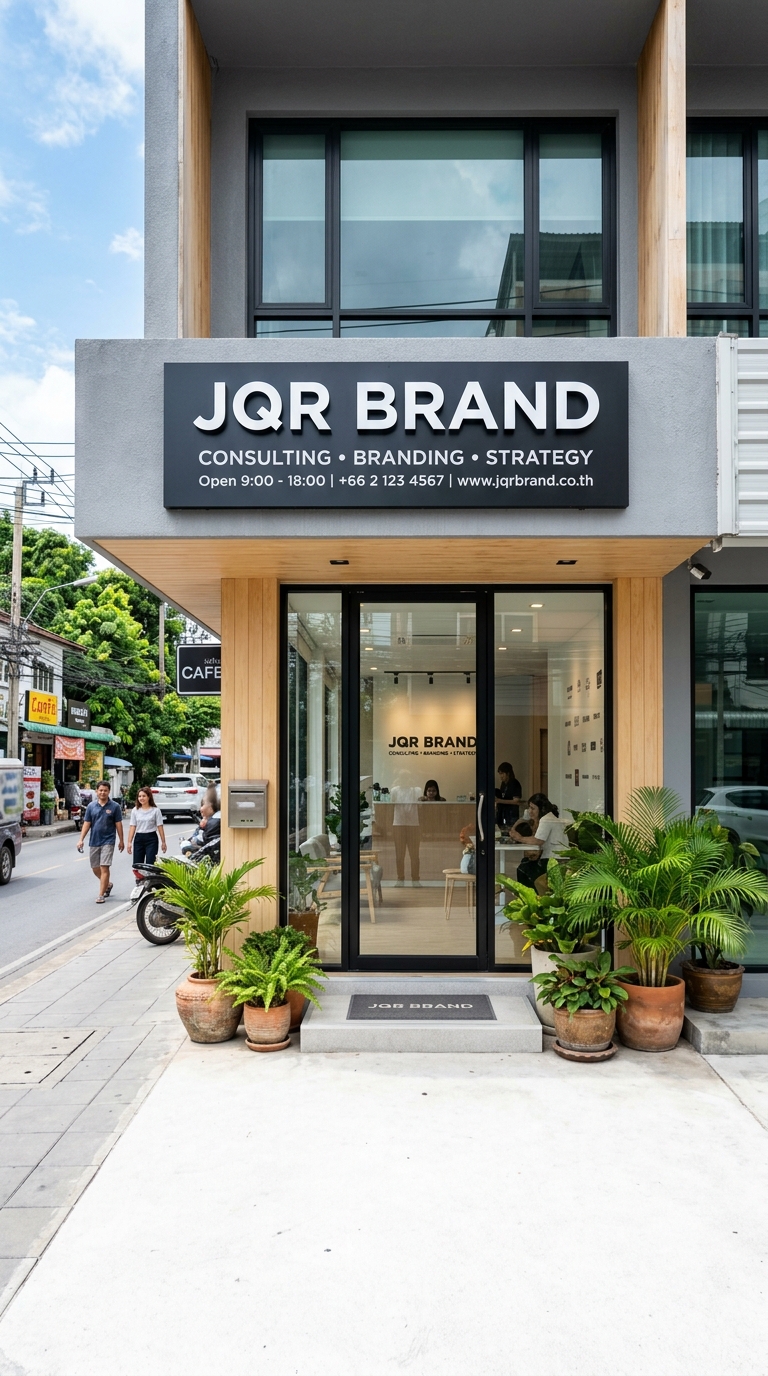 ป้ายหน้าออฟฟิศ หจก. เจคิวอาร์แบรนด์