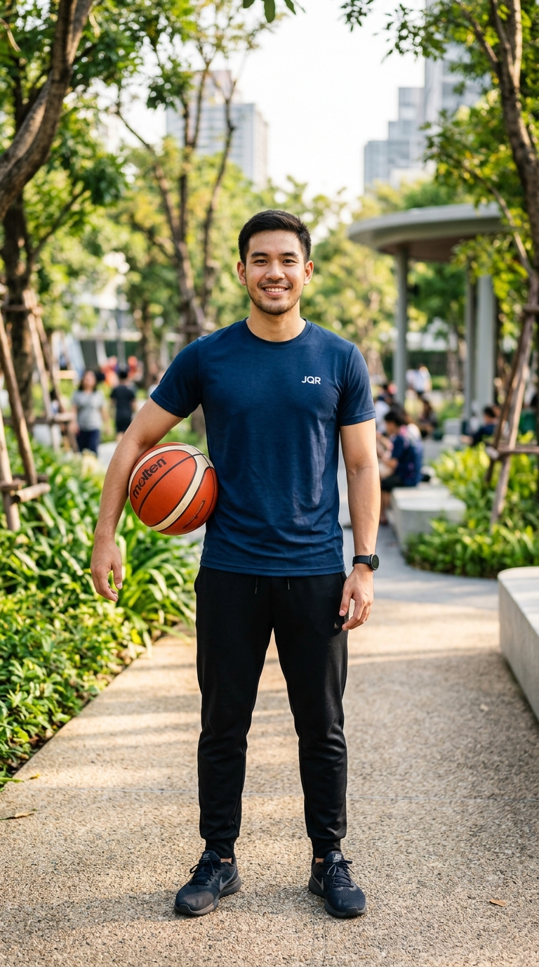 นายแบบสวมใส่ชุดกีฬา JQR Active