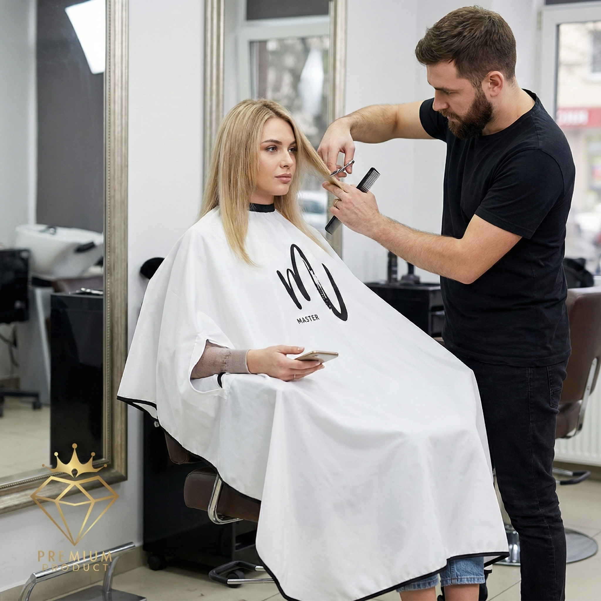 ผ้าคลุมตัดผม M Master