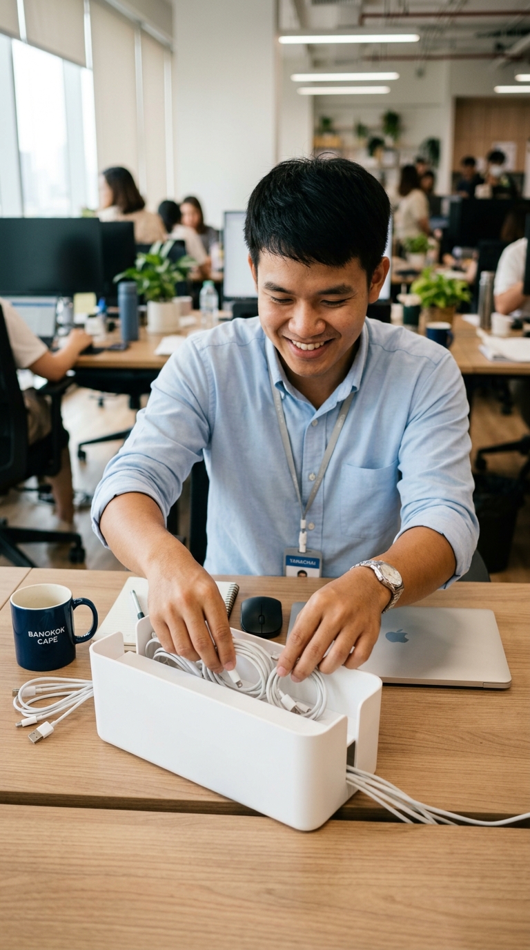 กล่องพลาสติกจัดระเบียบสายไฟ