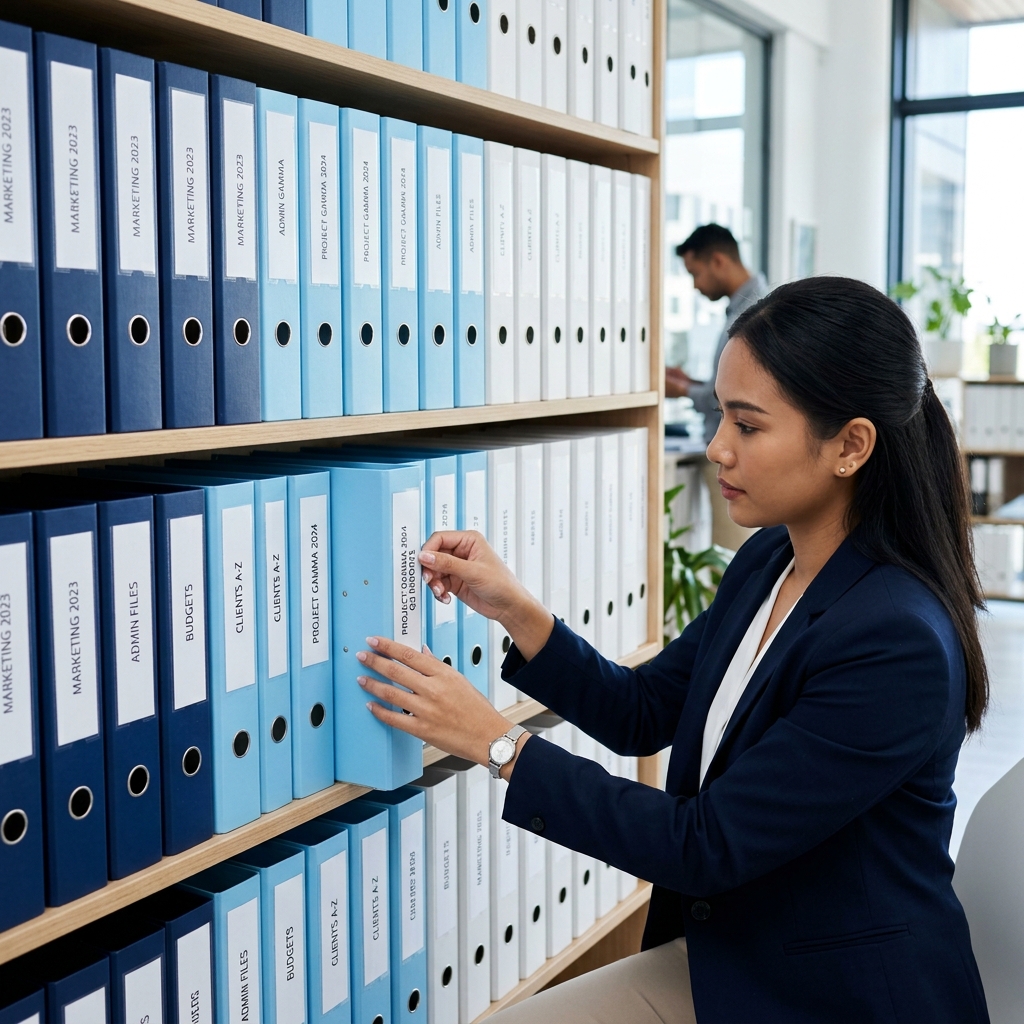 แฟ้มเอกสารที่จัดเรียงเป็นระเบียบ