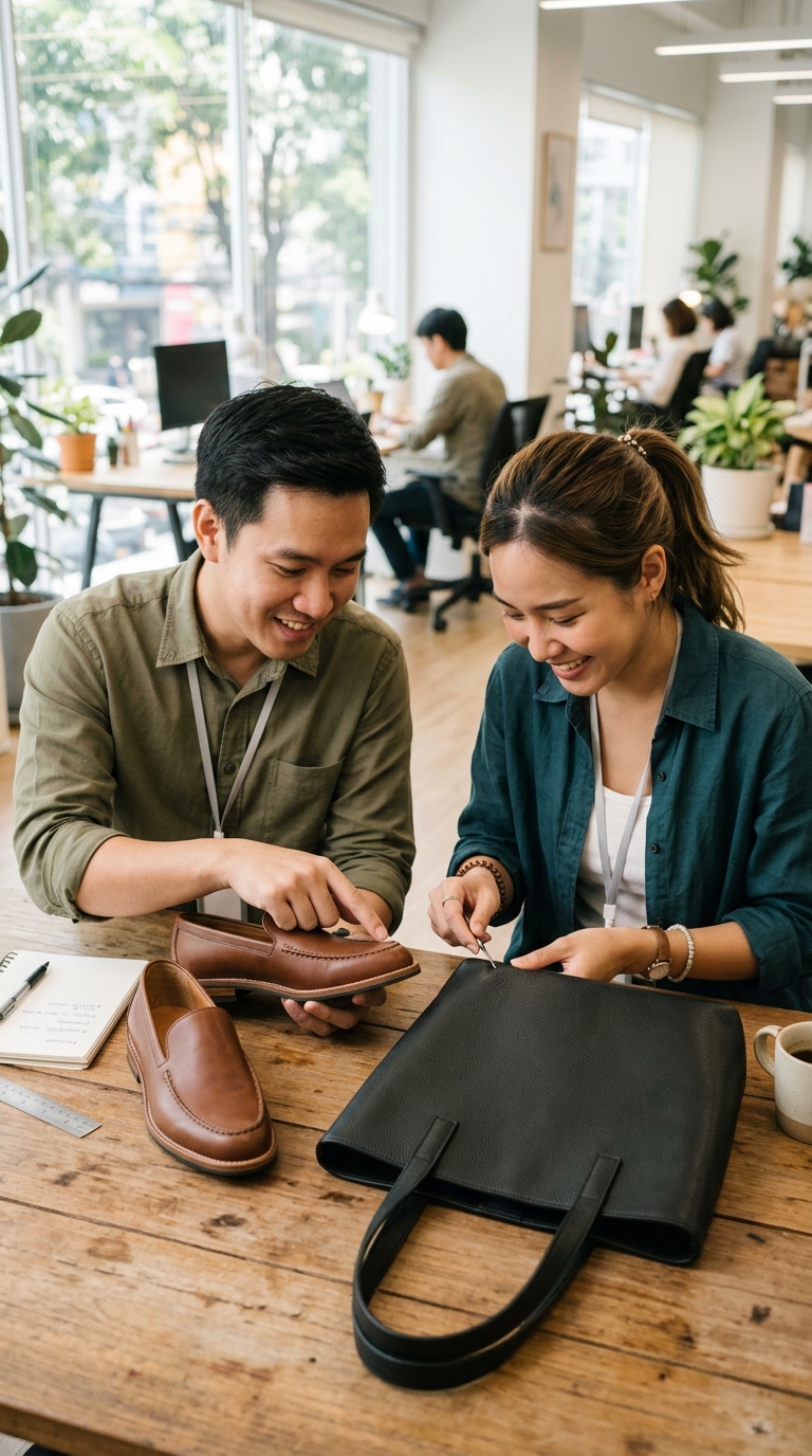ทีมงาน JQR Leather ตรวจสอบคุณภาพ
