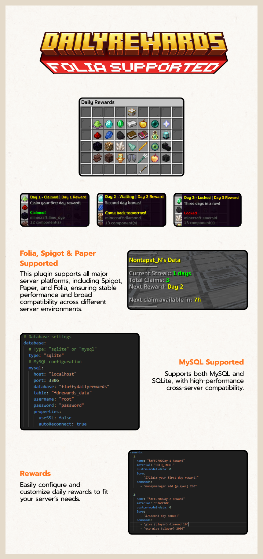 FluffyDailyRewards | Daily Rewards Plugin | 1.21.x | Folia Support ...
