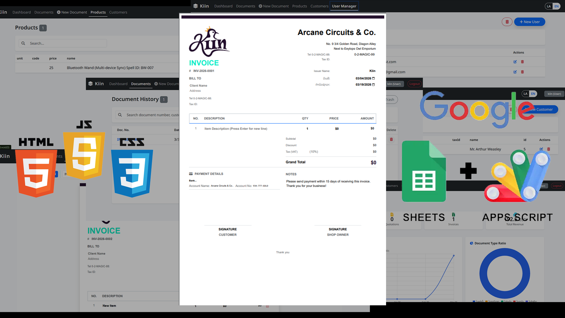 Google Apps Script invoice System