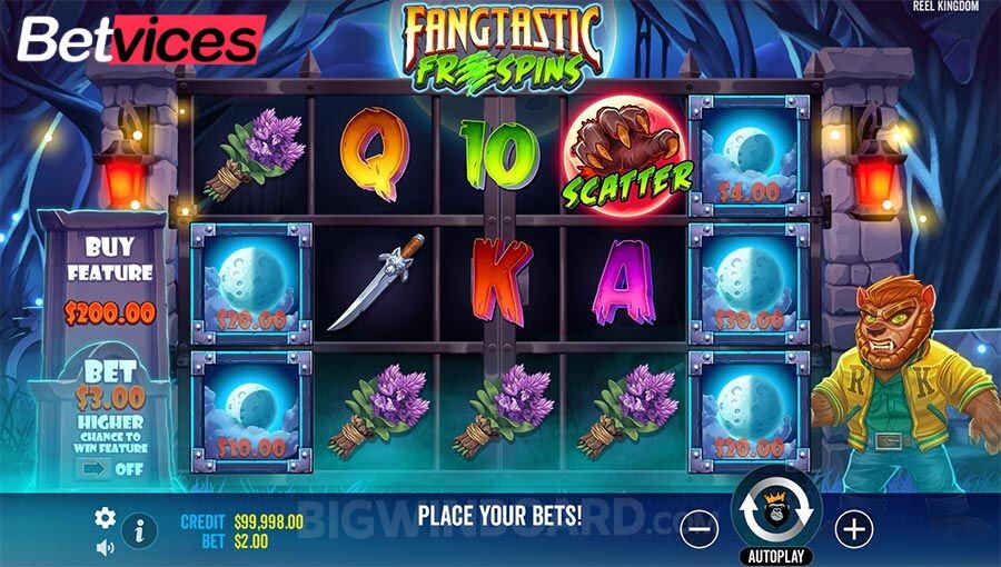 Betvice เกม Fangtastic Freespin สล็อตมนุษย์หมาป่า ในคืนพระจันทร์เต็มดวง กลางบท