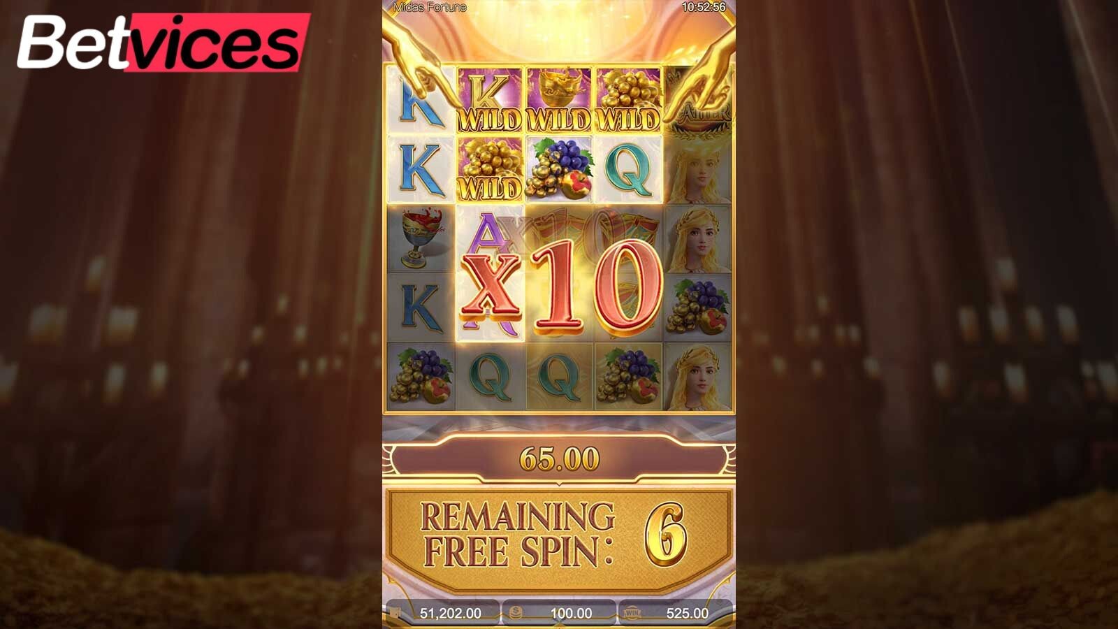 Betvice เกม Midas Fortune สล็อตโชคลาภแห่งไมดัส กลางบท