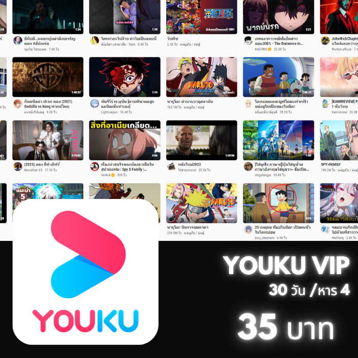 YOUKU VIP 30 วัน (จอหาร) ÷4