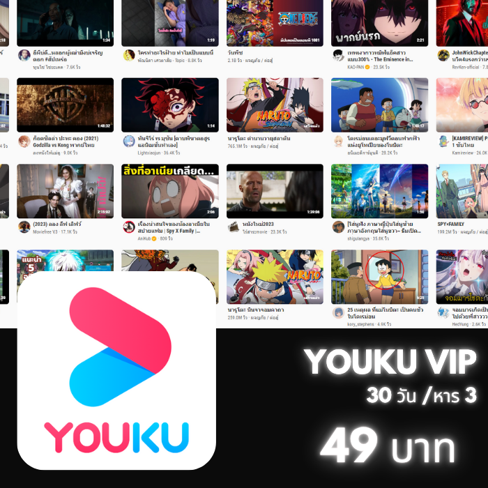 YOUKU VIP 30 วัน (จอหาร) ÷3