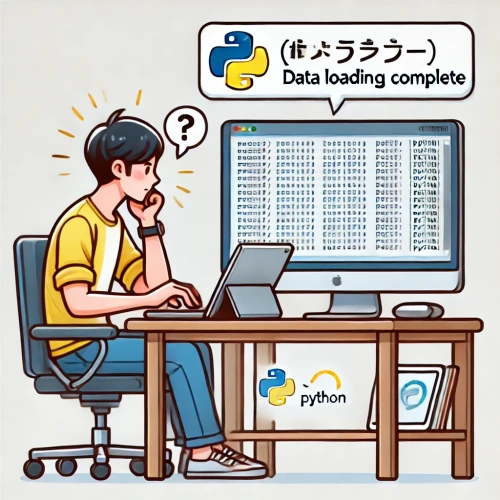 DALLE-2024-10-18-05.54.49---A-cartoon-of-a-man-sitting-at-a-desk-loading-data-on-his-computer-while-programming-in-Python.-He-is-typing-code-on-his-computer-screen-which-shows-P.webp