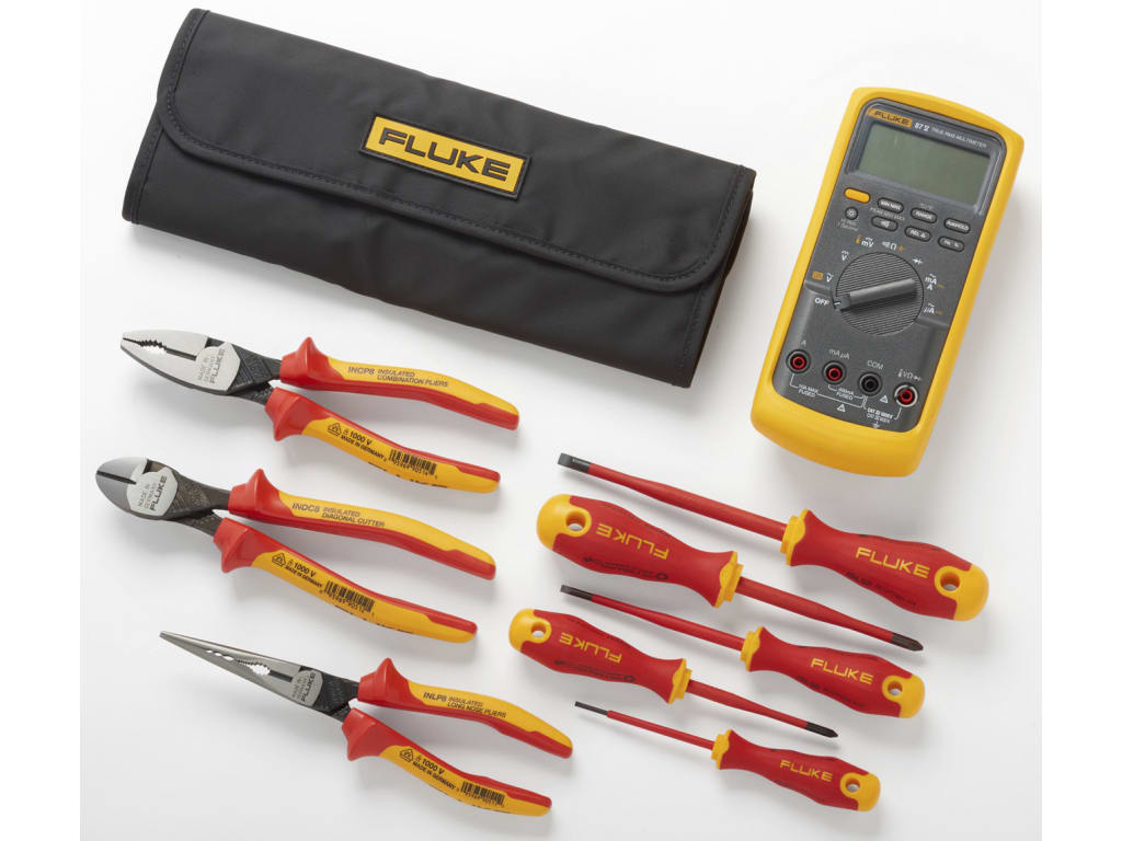 Fluke IB117K 117 Electrician's Multimeter and Insulated Hand Tools Starter Kit with roll up pouch