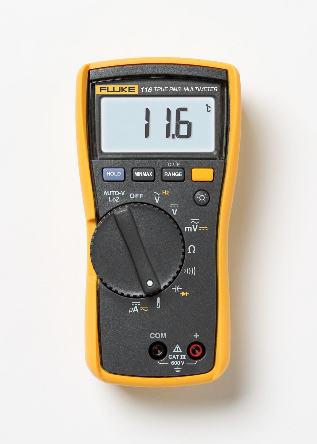Fluke 116 HVAC/R Multimeter with temperature and microamps,  includes Traceable Calibration Certificate