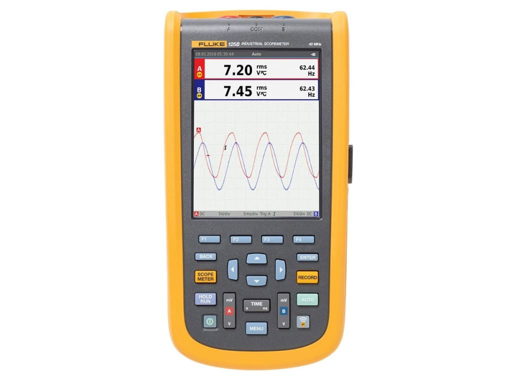 Fluke 125B Industrial ScopeMeter Hand-Held Oscilloscope with AC clamp, 40 MHz