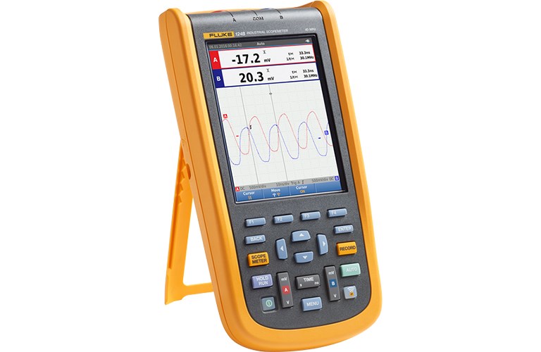 Fluke 124B Industrial ScopeMeter Hand-Held Oscilloscope, 40 MHz