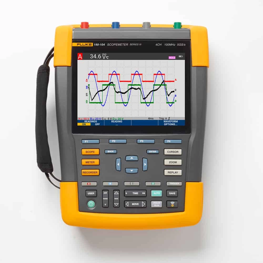 Fluke 190-104-III Color ScopeMeter, 100 MHz, 4 channels