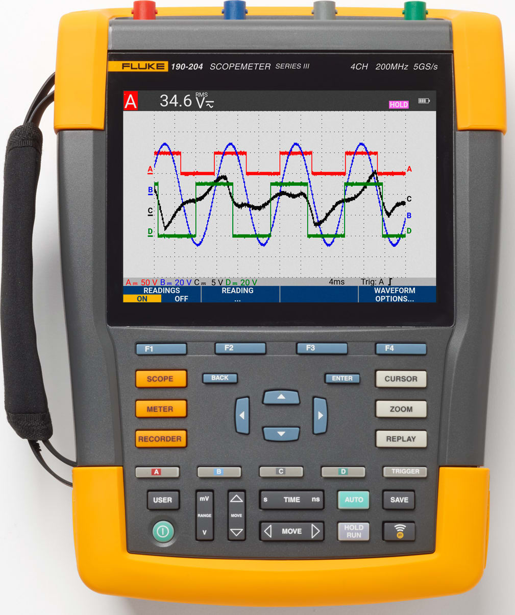 Fluke 190-204-III Color ScopeMeter, 200 MHz, 4 channels