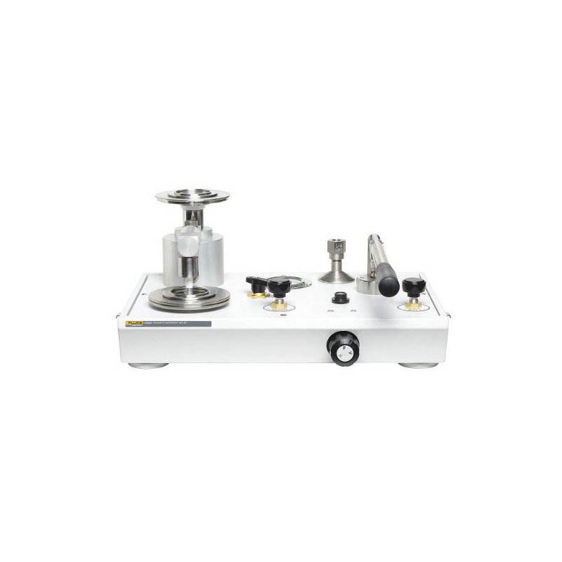 Fluke P3022-MBAR-P Air-Operated Dual-PCU Pneumatic Deadweight Tester with Pump, 15 to 1,000mbar