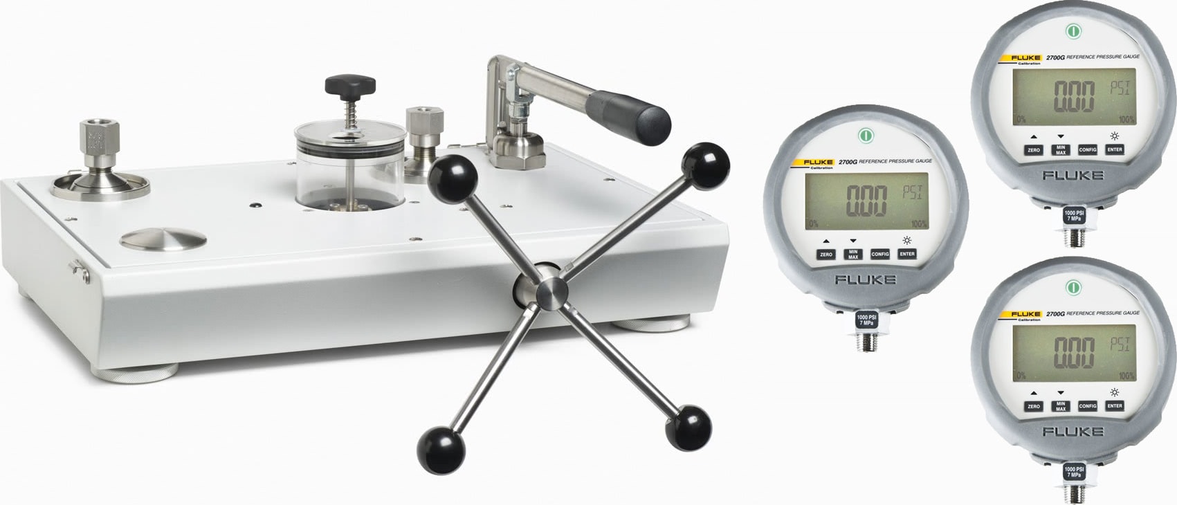 Fluke P5515-2700G-3 Hydraulic Pressure Comparator, 3 Gauges
