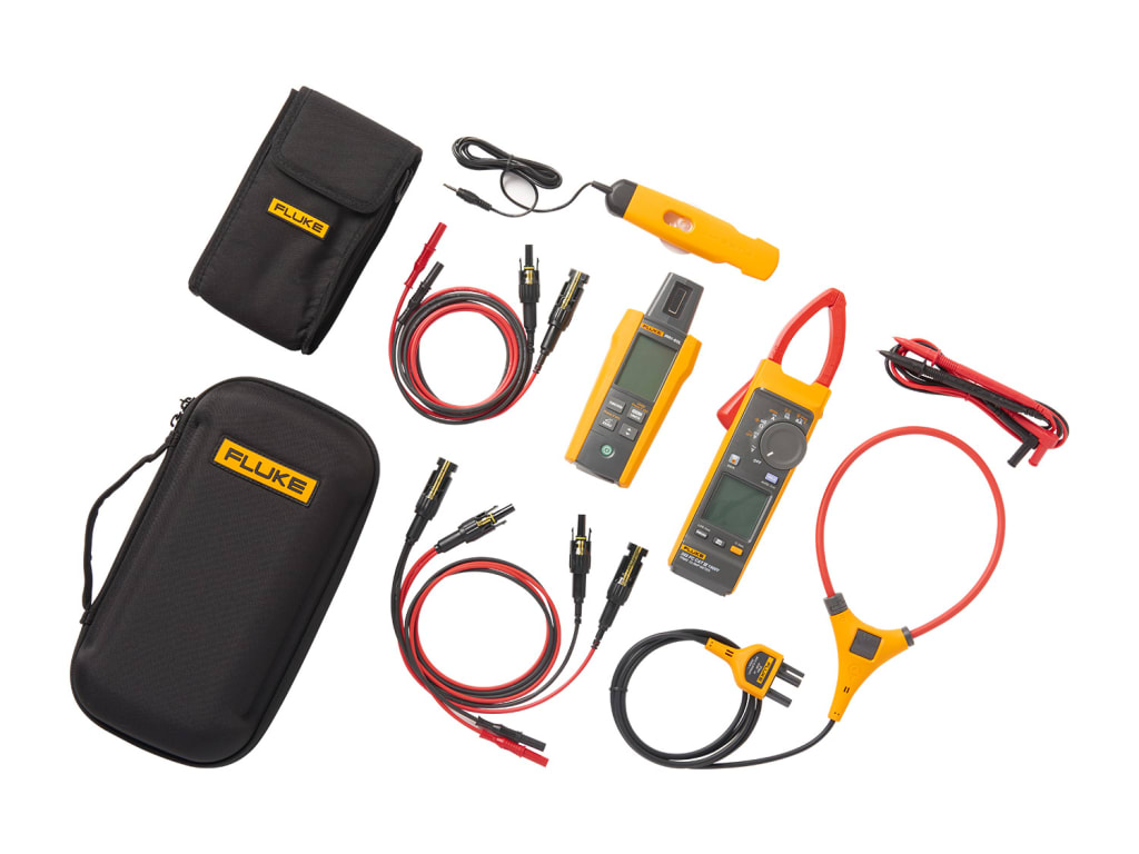 Fluke 393-IRR-PVLEAD Solar Kit with True RMS solar clamp meter, irradiance meter and MC4 test leads, 1500 V