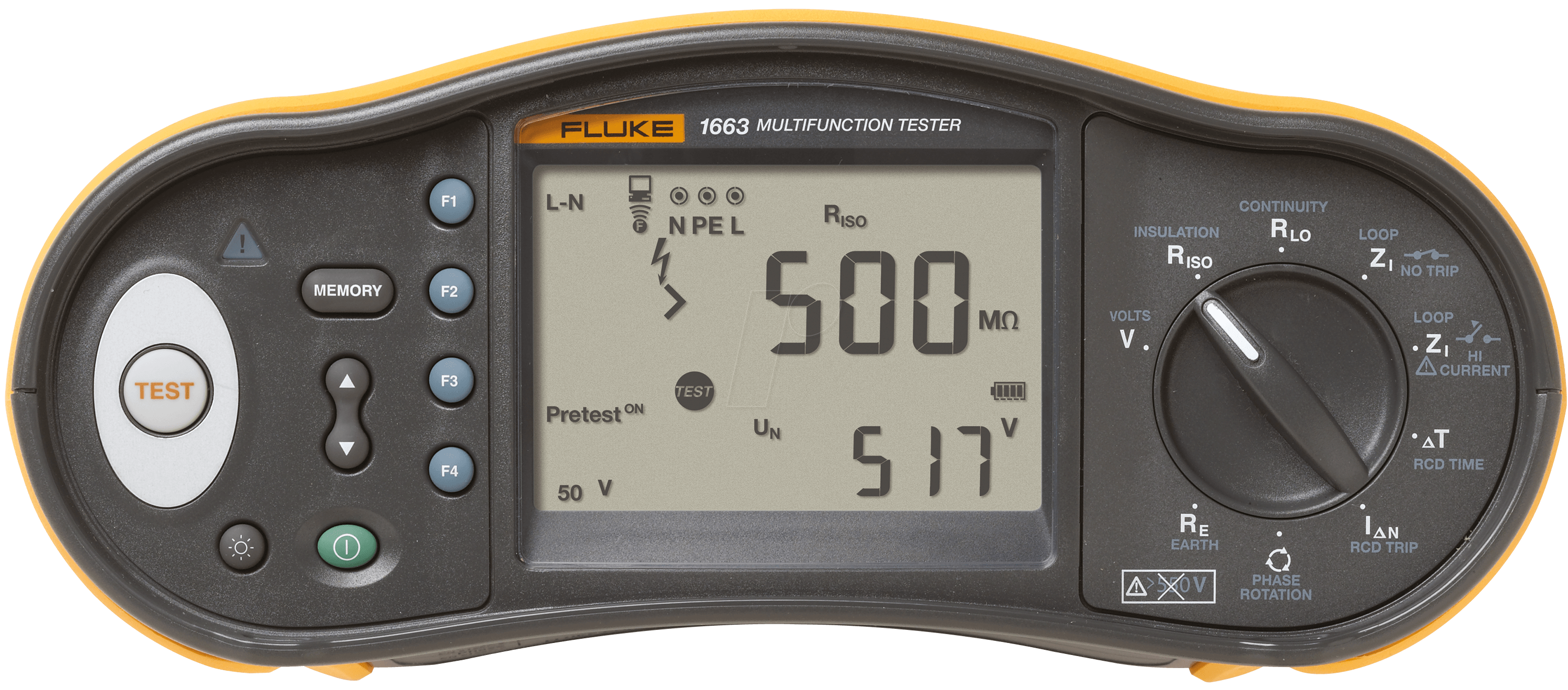 Fluke FLK-1663 SCH Multifunction Installation Tester with EU/Schuko power cord and memory interface