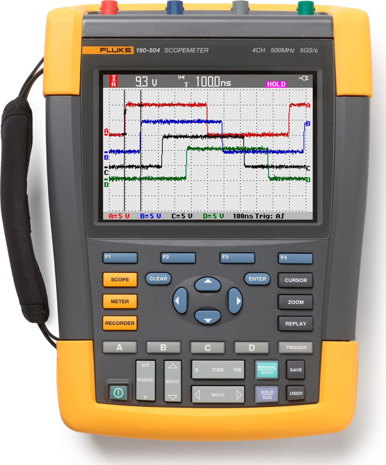Fluke 190-504/FPC Color ScopeMeter with one-year Premium Care, 500 MHz, 4-channel