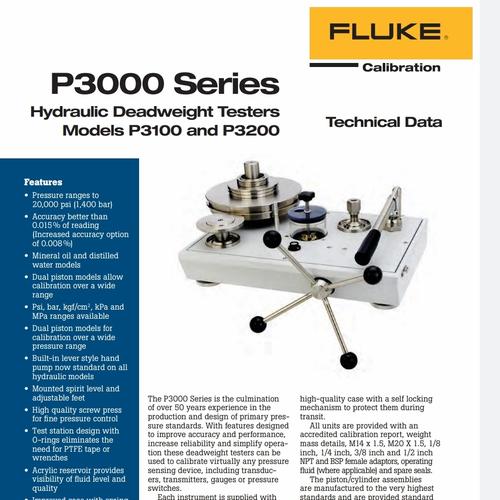 Fluke P3112-PSI Oil Deadweight Tester, 40 to 2,000psi