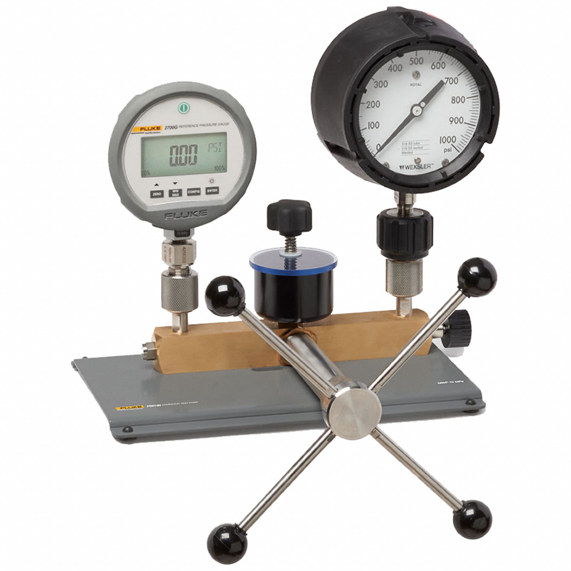 Fluke P5510/14-2700G-4/C Pneumatic Pressure Calibrator, 4 Gauges Accredited