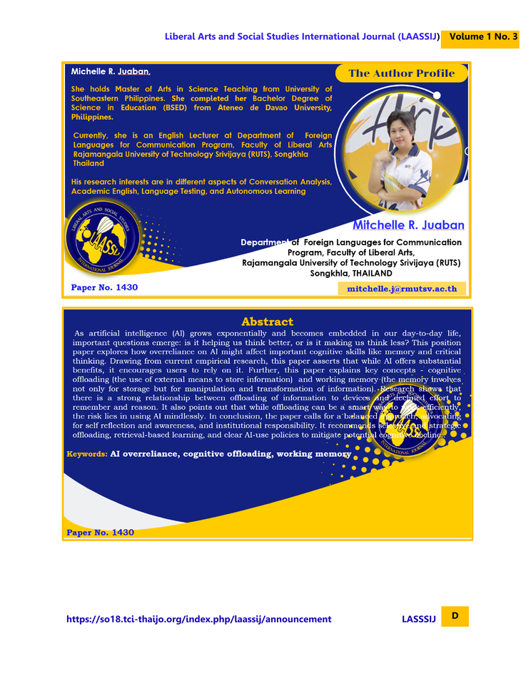 The First Author Profile LAASSIJ Vol.1 No. 3 4