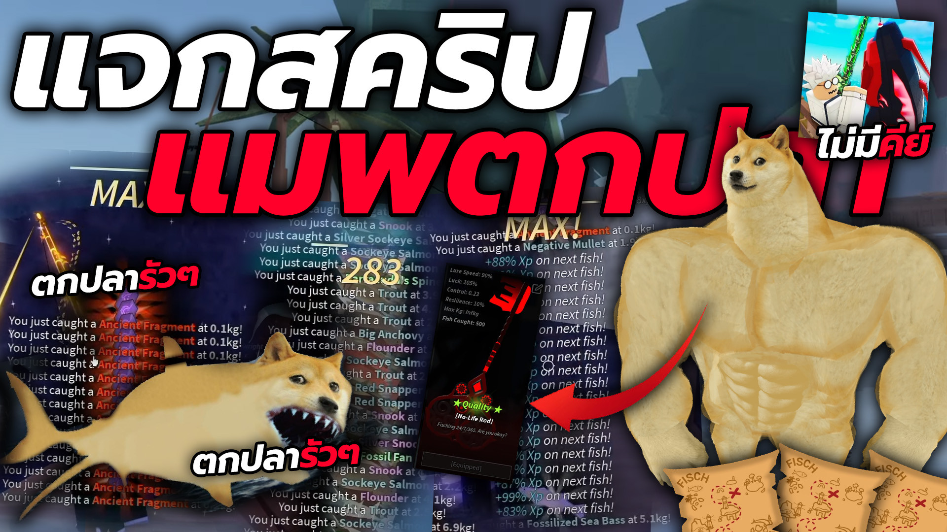 สคริปต์ Fisch MoonX ออโต้ฟาร์มเก็บเลเวล หาสมบัติ ตกปลาโคตรเร็ว