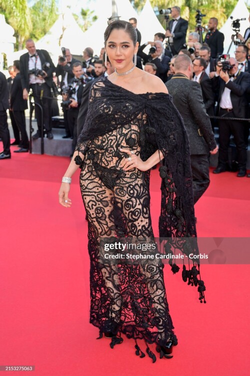 CANNES, FRANCE - MAY 16: Araya A. Hargate attends the "Megalopolis" Red Carpet at the 77th annual Cannes Film Festival at Palais des Festivals on May 16, 2024 in Cannes, France. (Photo by Stephane Cardinale - Corbis/Corbis via Getty Images)