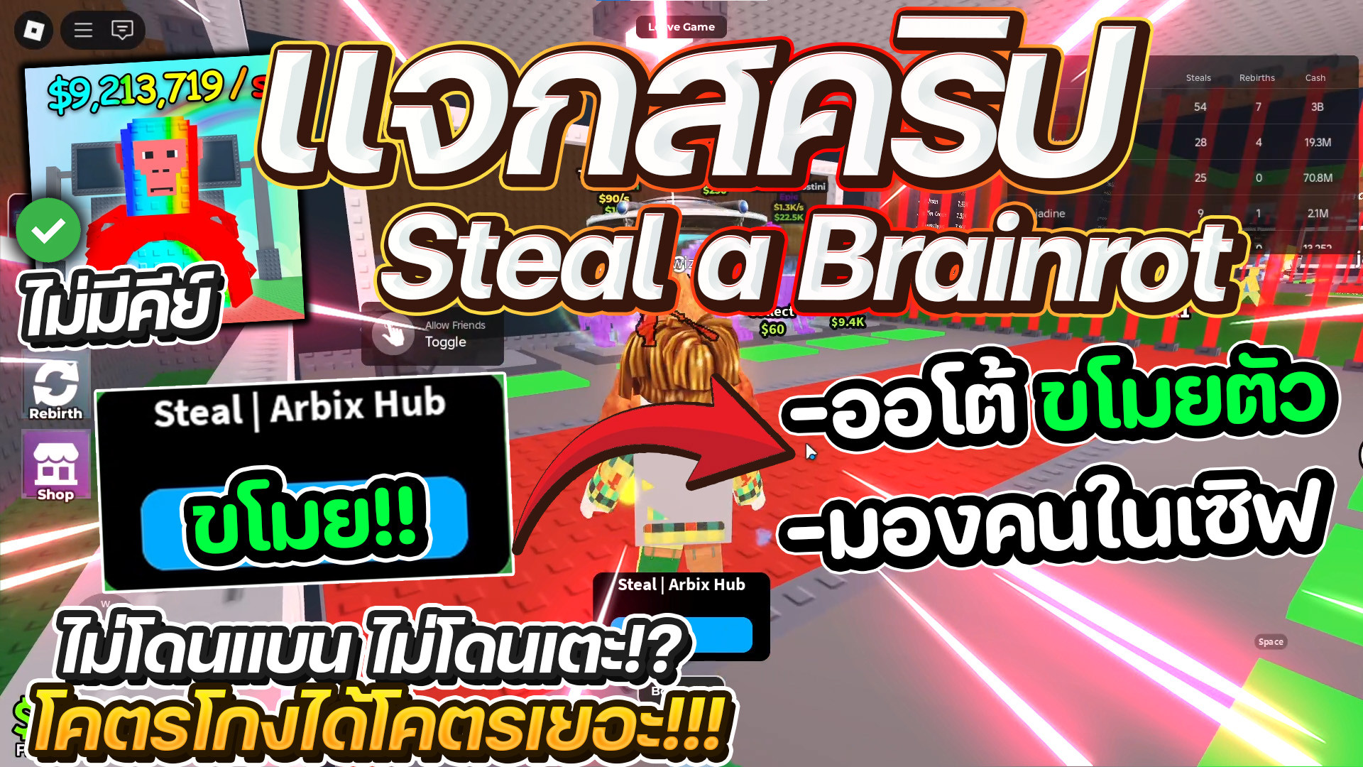 สคริป Steal A Brainrot วาร์ปขโมย วิ่งเร็ว ฟรีไม่มีคีย์ อัปเดตล่าสุด 2024